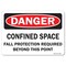Signmission OSHA, Confined Space Fall Protection Required Beyond This Point, 24in X 18in, 18" H, 24" W, Lndscp OS-DS-D-1824-L-19292 - alternate 1
